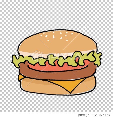 漢堡插畫，漢堡，漢堡含卡路里 121073425