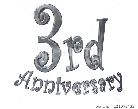 3DCG文字「3rd Anniversary/3周年マークキラキラ」シルバー,銀 3DCG文字「3rd Anniversary/3周年マークキラキラ」シルバー,銀 121073433