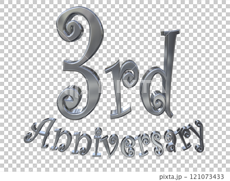 3DCG文字「3rd Anniversary/3周年マークキラキラ」シルバー,銀 3DCG文字「3rd Anniversary/3周年マークキラキラ」シルバー,銀 121073433