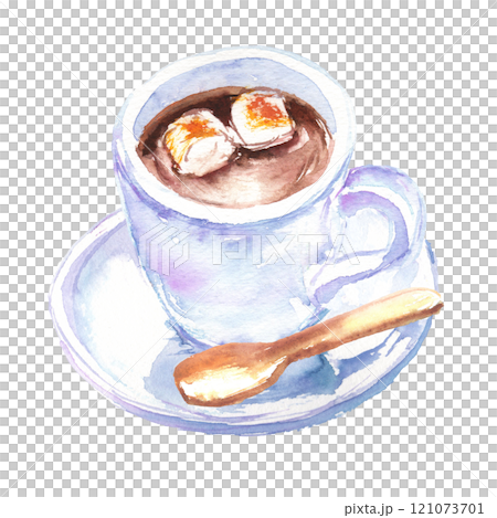 水彩畫的熱巧克力插圖 121073701