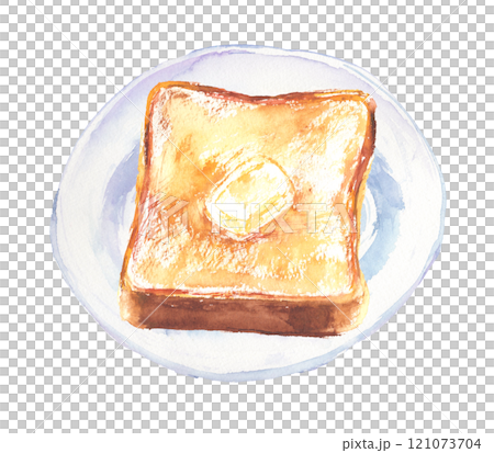 水彩で描いたバタートーストのイラストのイラスト素材 [121073704] - PIXTA