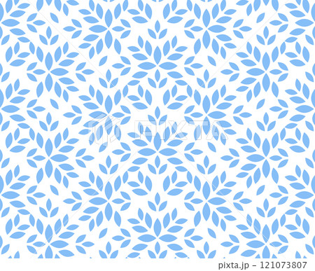 Flower geometric pattern. Seamless vector background. White and blue ornament 121073807