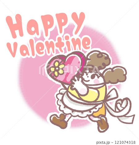 バレンタインデーにチョコを運ぶ女の子 バレンタインデーにチョコを運ぶ女の子 121074318