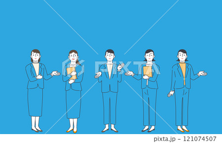 オフィスからお出迎えする女性 オフィスからお出迎えする女性 121074507