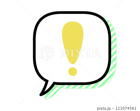 イエロー注意吹き出しアイコン シンプル グリーン ストライプ イエロー注意吹き出しアイコン シンプル グリーン ストライプ 121074561