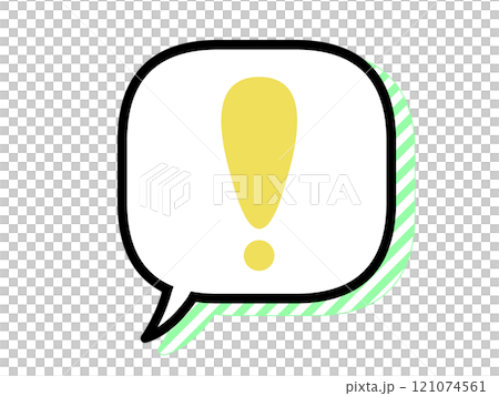 イエロー注意吹き出しアイコン シンプル グリーン ストライプ イエロー注意吹き出しアイコン シンプル グリーン ストライプ 121074561