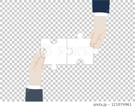 拿著拼圖遊戲的手的插圖 121074961