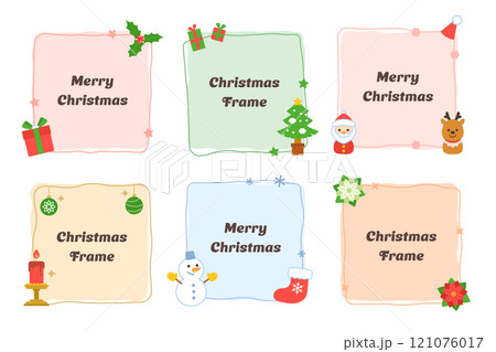 クリスマスのフレームセット 四角 イラスト クリスマスのフレームセット 四角 イラスト 121076017