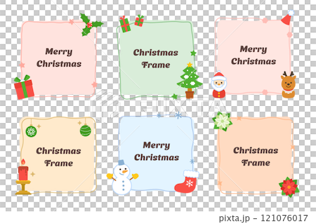 クリスマスのフレームセット 四角 イラスト クリスマスのフレームセット 四角 イラスト 121076017