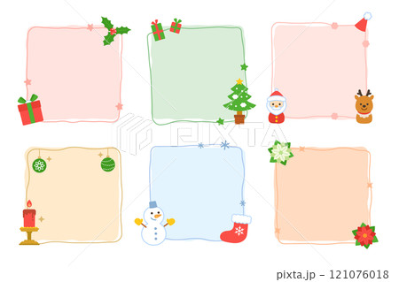 クリスマスのフレームセット 四角 イラスト クリスマスのフレームセット 四角 イラスト 121076018