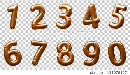 3D画像_風船_数字_ゴールド 121076197