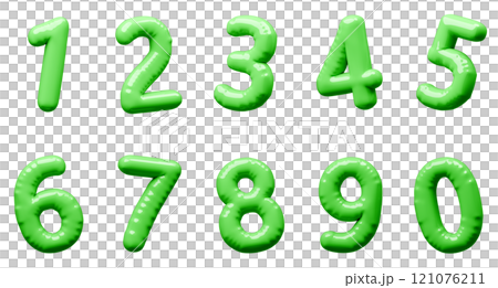3D画像_風船_数字_緑 3D画像_風船_数字_緑 121076211
