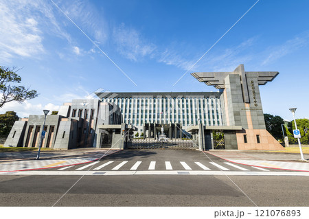 Building view of the Air Force Command Headquarters, MND in Taipei, Taiwan. It's affiliated with the Ministry of National Defense of the Republic of China. 121076893