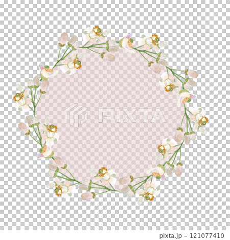 Delicate white citrus flowers and buds, pink watercolor wreath isolated on white. Hand-painted high quality art is perfect for textile, cards, posters, packaging, home decor, prints, souvenirs Delicate white citrus flowers and buds, pink watercolor wreath isolated on white. Hand-painted high quality art is perfect for textile, cards, posters, packaging, home decor, prints, souvenirs 121077410