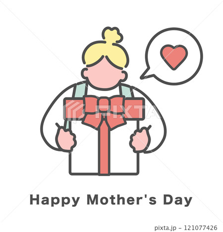 母の日 プレゼントを持つシンプルな女性イラスト 母の日 プレゼントを持つシンプルな女性イラスト 121077426
