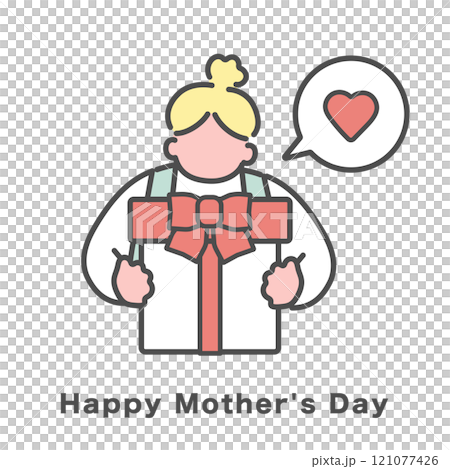 母の日 プレゼントを持つシンプルな女性イラスト 母の日 プレゼントを持つシンプルな女性イラスト 121077426