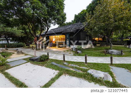 Garden view of the Hinoki Village (cypress forest life village) in Chiayi, Taiwan. Garden view of the Hinoki Village (cypress forest life village) in Chiayi, Taiwan. 121077445