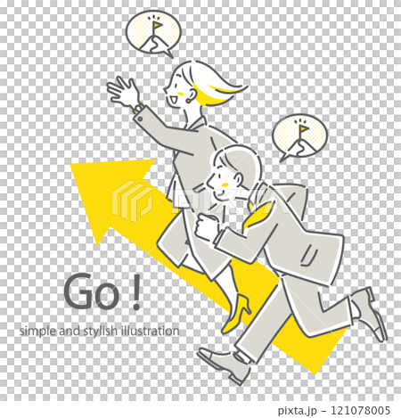 キャリアアップを目指すポジティブなビジネスパーソン シンプルでお洒落な線画イラスト キャリアアップを目指すポジティブなビジネスパーソン シンプルでお洒落な線画イラスト 121078005