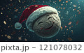 Imaginary image of the moon smiling happily in celebration of Christmas and Happy New Year 121078032