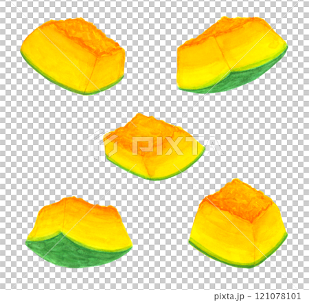 Illustration of a small cut pumpkin 121078101