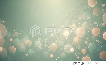 セラドングリーンとシャンパンゴールドの調和する玉ボケ背景 ～柔らかな光が描く静寂の世界～ 121078110