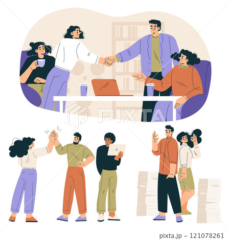 People Character Shaking Hands after Completed the Deal Vector Set People Character Shaking Hands after Completed the Deal Vector Set 121078261