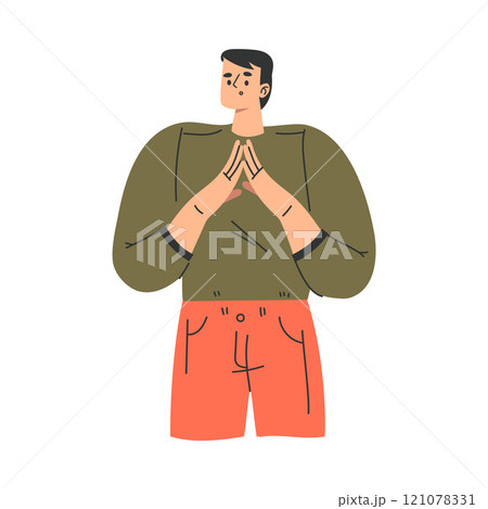 Serious Man Character with Gesture and Face Expression Vector Illustration 121078331