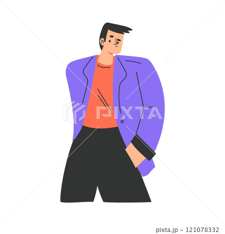 Serious Man Character with Gesture and Face Expression Vector Illustration Serious Man Character with Gesture and Face Expression Vector Illustration 121078332