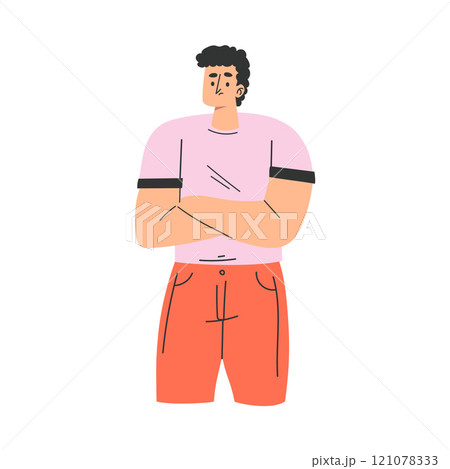 Serious Man Character with Gesture and Face Expression Vector Illustration 121078333