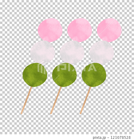 手描き 3本の三色団子のイラスト 手描き 3本の三色団子のイラスト 121078528