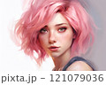 Portrait of a young woman with pink hair 121079036