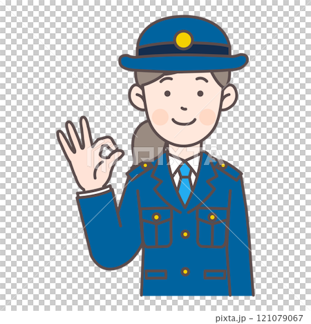 OKサインを出す婦警さんの上半身イラスト 121079067