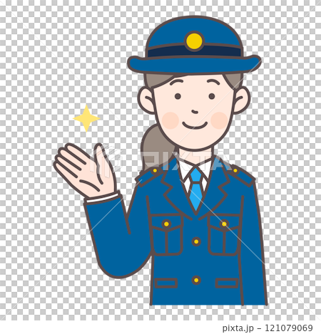 女警提供指導的上半身插圖 女警提供指導的上半身插圖 121079069