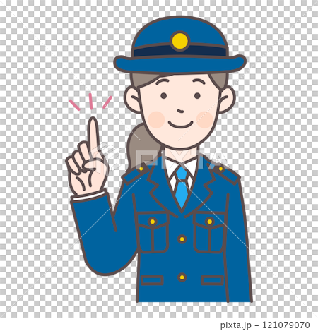 Upper body illustration of a policewoman pointing 121079070