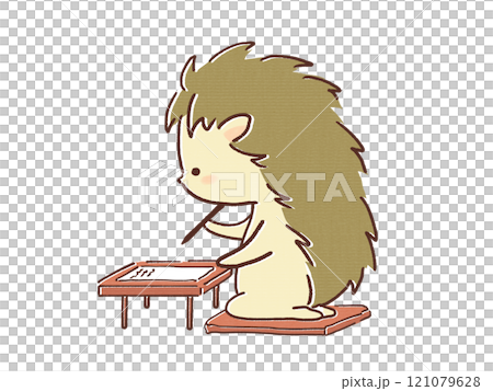手紙を書くハリネズミのイラスト 手紙を書くハリネズミのイラスト 121079628