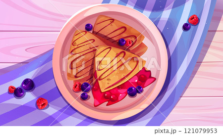 French breakfast setting with crepe Suzette French breakfast setting with crepe Suzette 121079953