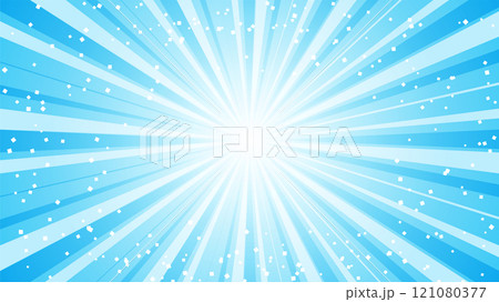 キラキラ輝く水色の放射線　背景イラスト 121080377