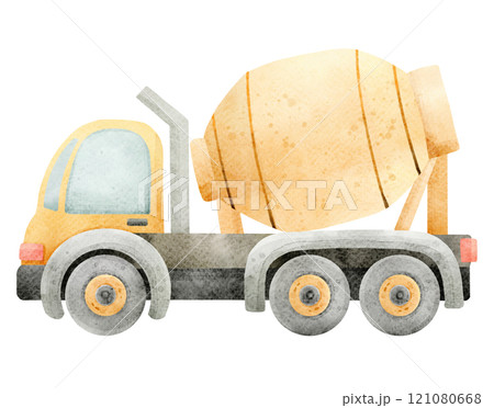 Cement Mixer Truck Watercolor 121080668