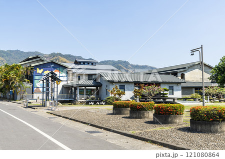 The architectural landscape of Meinong Hakka Cultural Museum in Kaohsiung, Taiwan. It is one of the famous attractions in Kaohsiung. 121080864