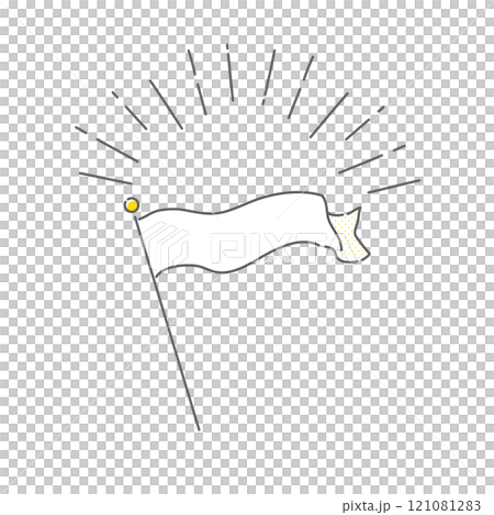 A set of horizontal flags and decorations - simple and stylish line drawing illustrations 121081283