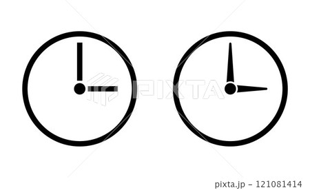 Simple clock icon. Time, stopwatch, clock. Minimalistic style. Editable Stroke. Simple and editable clock design. Simple clock icon. Time, stopwatch, clock. Minimalistic style. Editable Stroke. Simple and editable clock design. 121081414