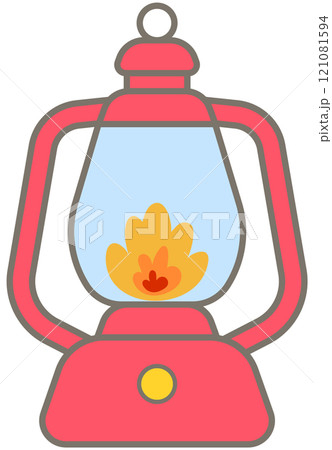 Hand Drawn cute Camping lantern lamp 121081594
