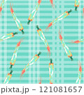 Watercolor vegetable carrot pattern on cage background, juicy fresh. Watercolor illustration 121081657