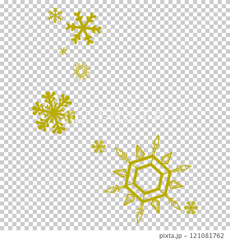 黄色のシンプルな雪の結晶のイラスト 黄色のシンプルな雪の結晶のイラスト 121081762