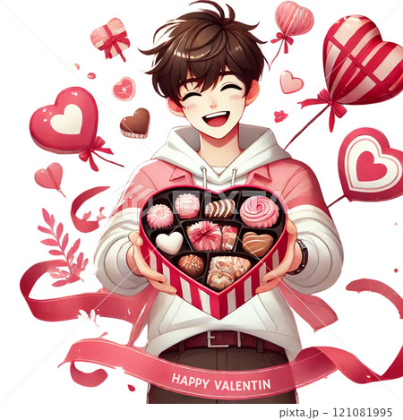 チョコレートを差し出す男の子 121081995