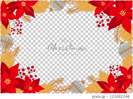 ポインセチアのクリスマスイラストフレーム背景 121082246