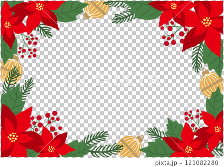 ポインセチアのクリスマスイラストフレーム背景 ポインセチアのクリスマスイラストフレーム背景 121082280