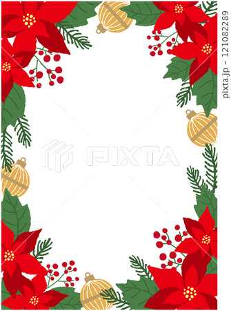 ポインセチアのクリスマスイラストフレーム背景 121082289