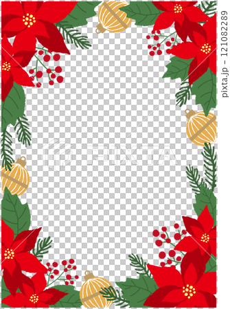 ポインセチアのクリスマスイラストフレーム背景 121082289