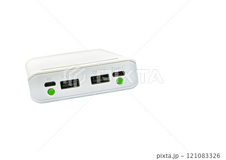 Power bank with green light for charging various gadgets, phones 121083326